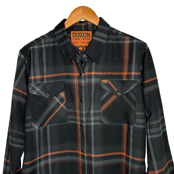 DIXXON Flannel Co x FOX Womens Long Sleeve Pearl Snap Button Up Shirt Large Gray - Picture 3 of 5